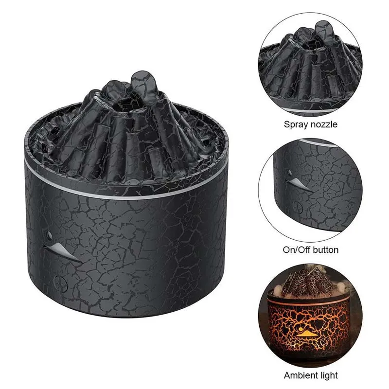 Upgraded Flame Spray Humidifier, 3D Simulated Flame Smoke Ring Aromatherapy Diffuser, Suitable For Home, Office And Yoga