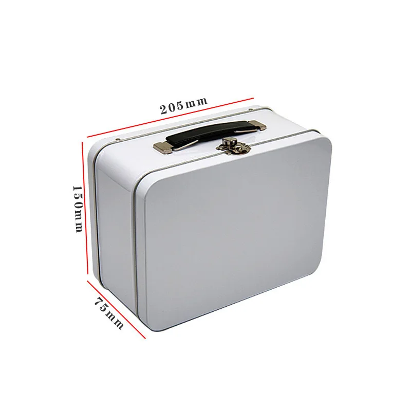 

Retro Tin Lunch Box Lock Hinged Lid Metal Tinplate Lunch Container Sandwich Fruit Nuts Cheese Vegetable for Family Picnic