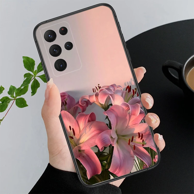 زهرة الزنبق قضية الهاتف لسامسونج غالاكسي A55 A16 A56 A36 A23 A35 A15 A53 A54 A33 A34 A25 A05S A52 A52S A14 A13 A71 #6