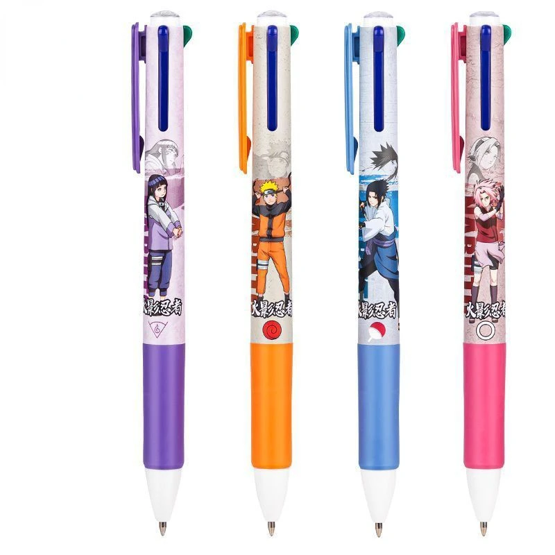 Naruto animation surrounding cute four-color press ballpoint pen students black red blue green style learning stationery gift