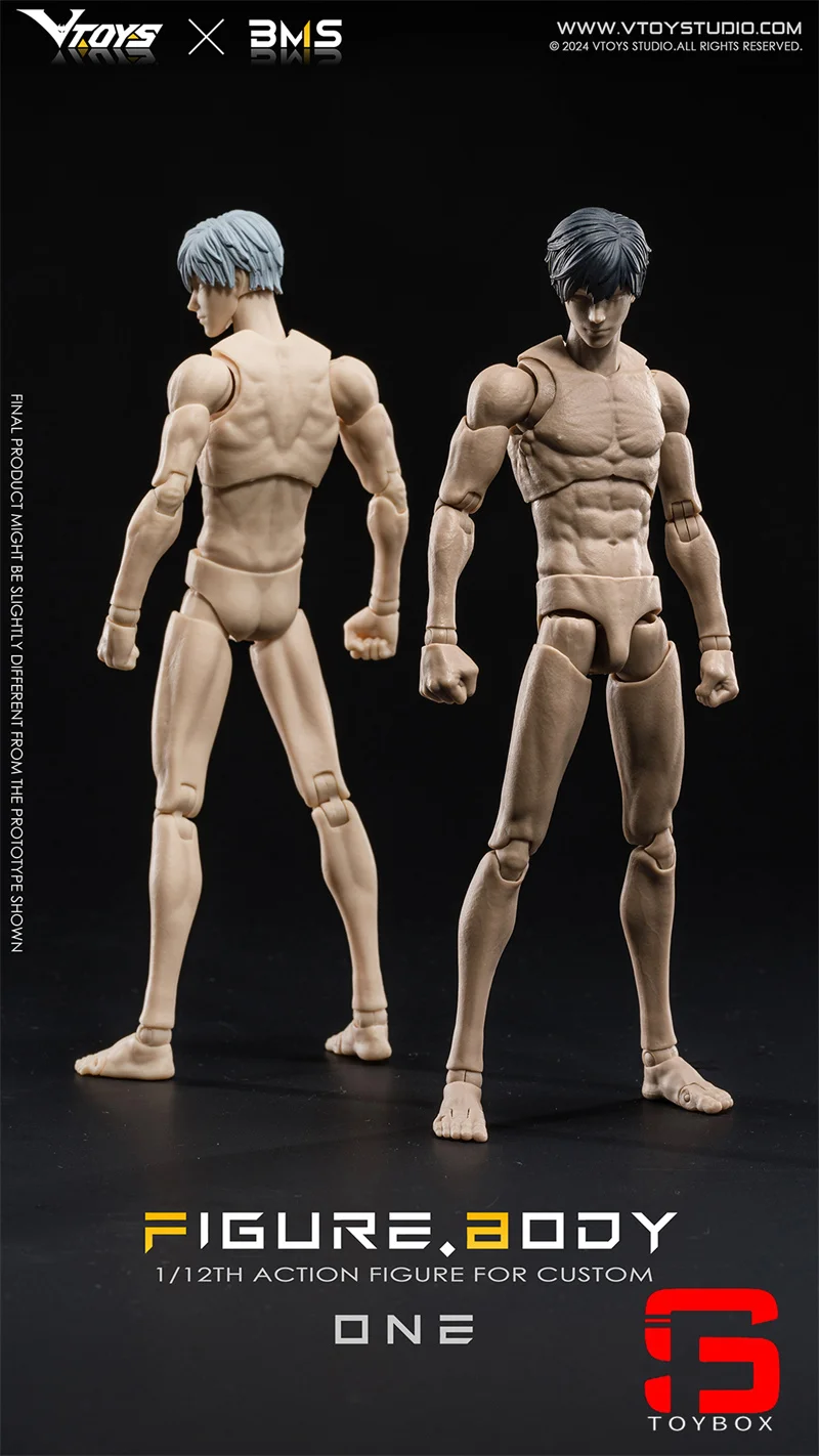 【2025 Q1】VTOYS X BMS 1/12 VB002 Blanco VB003 Cuerpo de articulación muscular masculina amarilla 16,5 cm Figura de acción súper flexible Muñeca articulada