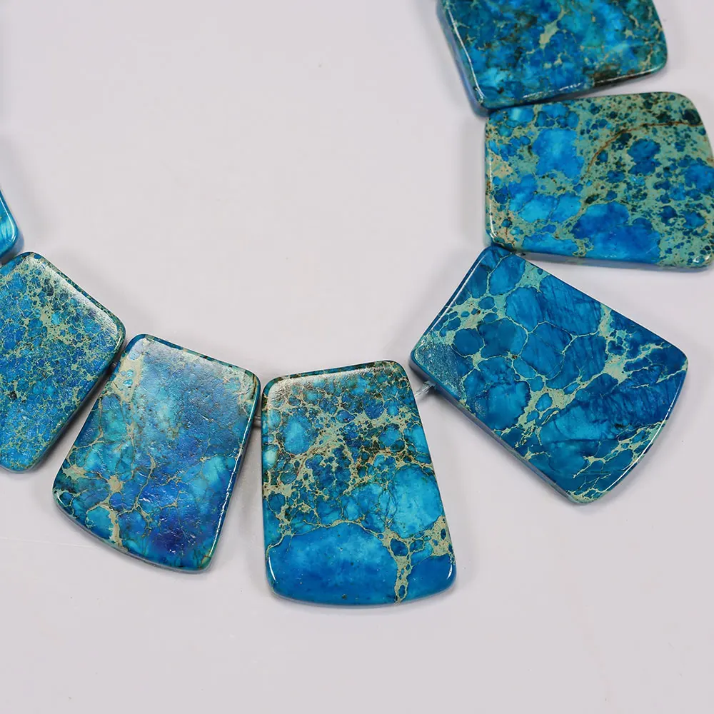 APDGG Blue Sea Sediment Jasper Imperial Turquoise Top Drilled Slab Strand Beads Jewelry Making DIY