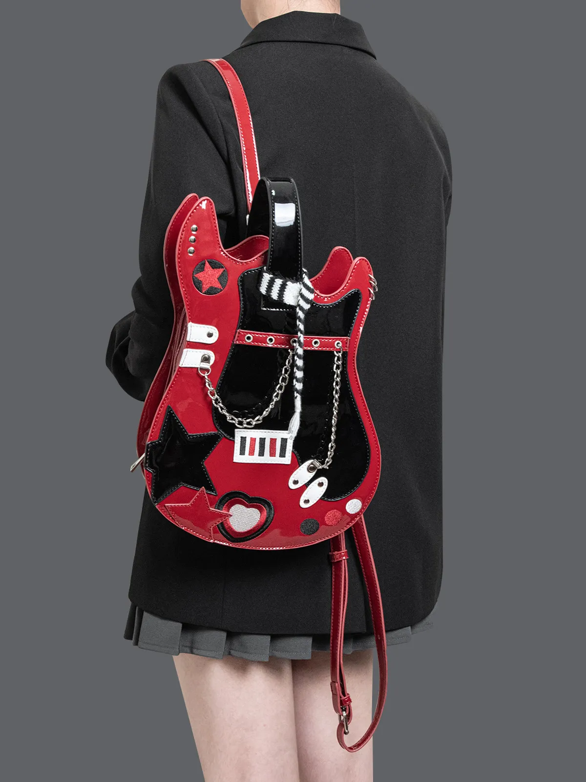 Creative Contrast Colors Cute Shoulder Bags Crossbody Bag Backpack Sweet Love Bag Original Silver Pink Guitar Bag