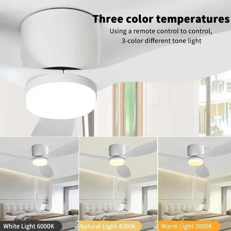 Modern Ceiling Fan, LED Light, DC Motor, High Air Volume Remote Control, Kitchen, Bedroom, Dining Room, Terrace, Pendant Light