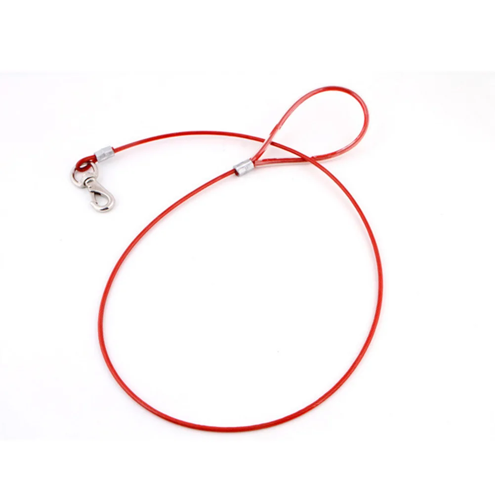 

Steel Wire Dog Leash 0.6 X 120cm Red Chew Proof Strong Lightweight Anti Bite Training Lead Large Dogs Easy Clean