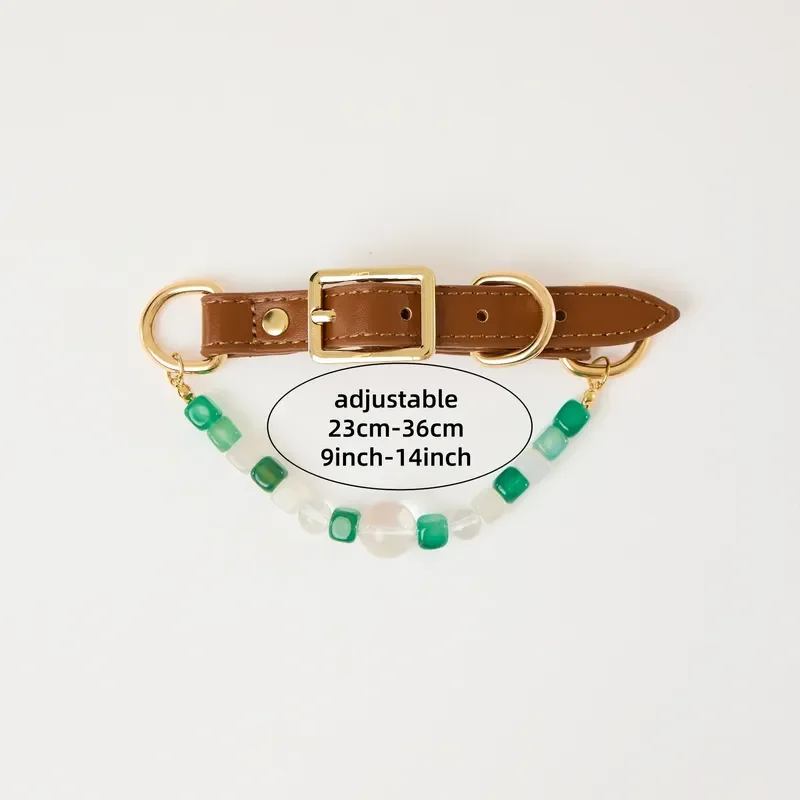 Cross-border light luxury single double-layer pearl pet necklace gem pendant cat and dog collar spot cute princess wind
