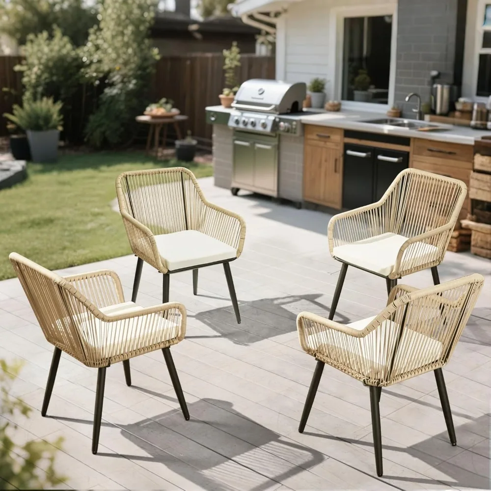 

All-Weather Patio Dining Chairs, W/Cushions & Armrests, Modern Outdoor Seating, Customized
