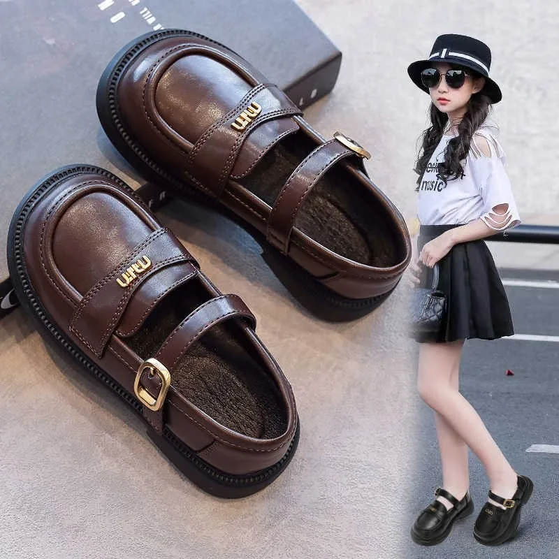 Children Casual Shoes 2026 Autumn New Girls PU Leather Shoes Fashion Flats Comfortable Kids Shallow Mouth Elegant School Loafers