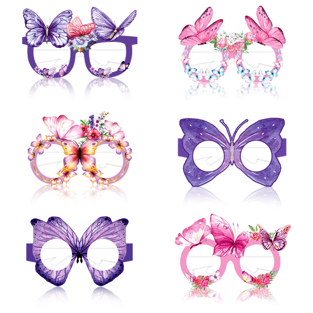 

12pcs Butterfly Paper Eyeglasses Butterfly Glasses Frame Spring Butterfly Party Decor Party Photo Props Birthday Party Favors ﻿