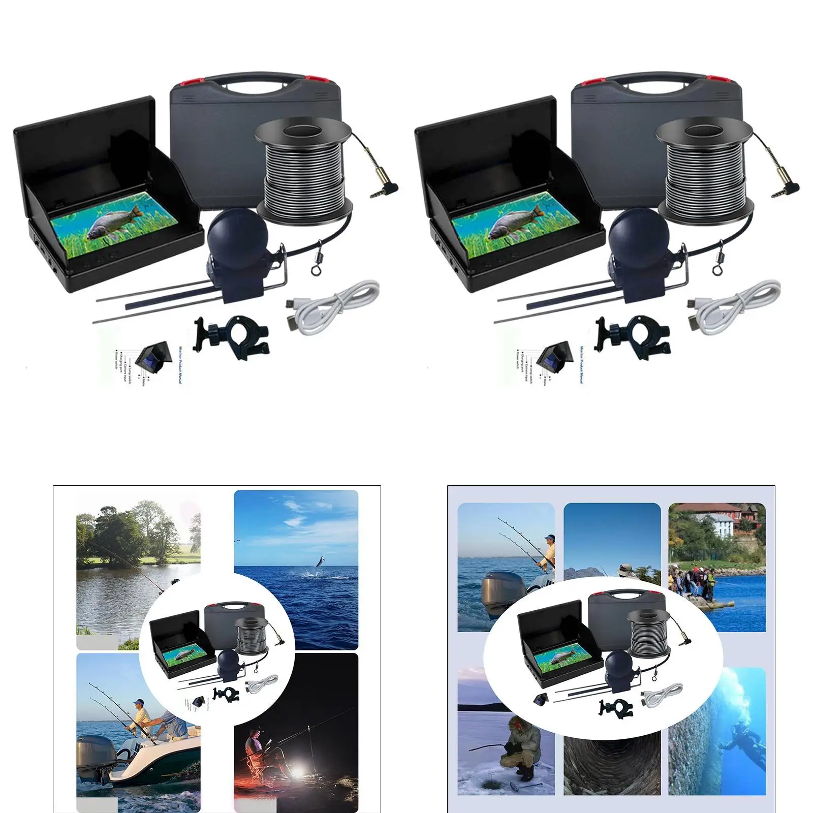 Underwater Fishing Camera Portable Fishing Gear Monitor Sturdy Outdoor Fish Finders for Open Water Boat Lake River Water Sports