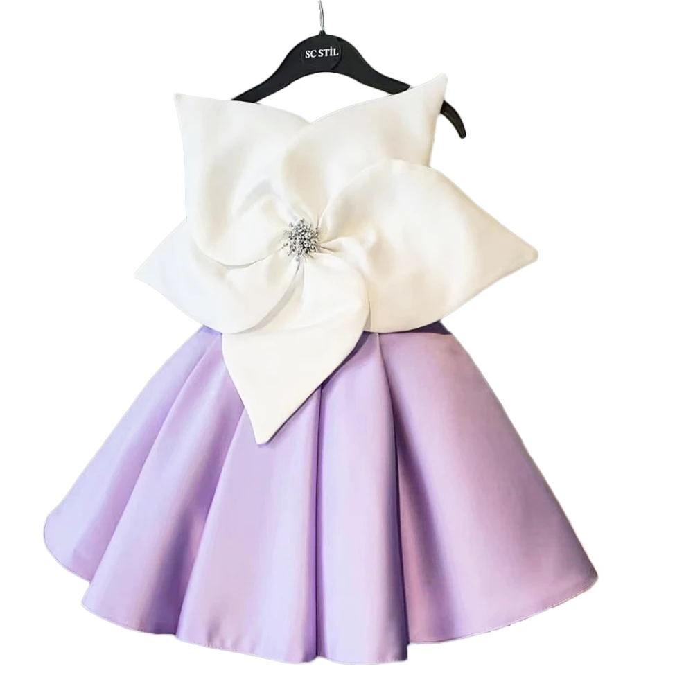 Robe de Soirée en Satin Jaune pour Fille, Tenue Élégante à Fleurs Blanches, Longueur aux Genoux, Dos en V, pour Anniversaire, Concours, pour Enfant de 1 à 14 Ans