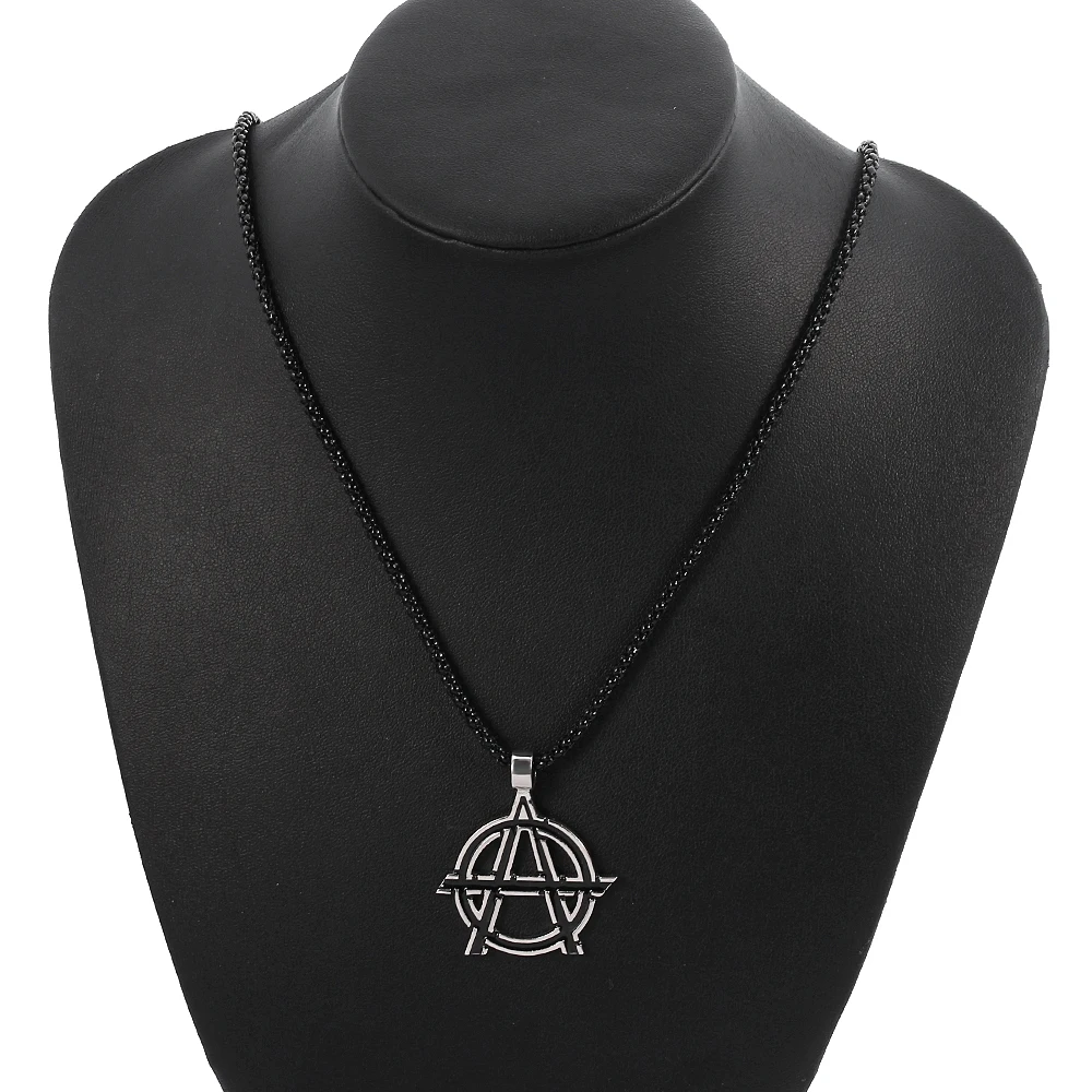 Movies Avengers Symbol Letter A Logo Necklace Vintage Anarchy Symbol Black Color Pendant Necklace for Men Jewelry Accessories