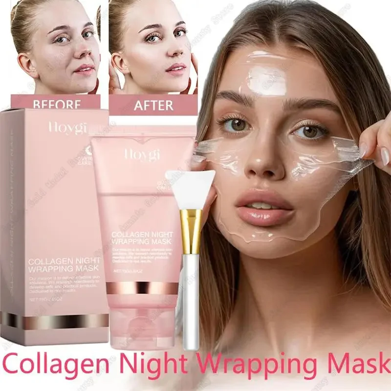 Night Collagen Wrapping Mask Rejuvenation Moisturizing Brightening Korean Face Mask Make Glowy Skin Elasticity Facial Mask 75ml