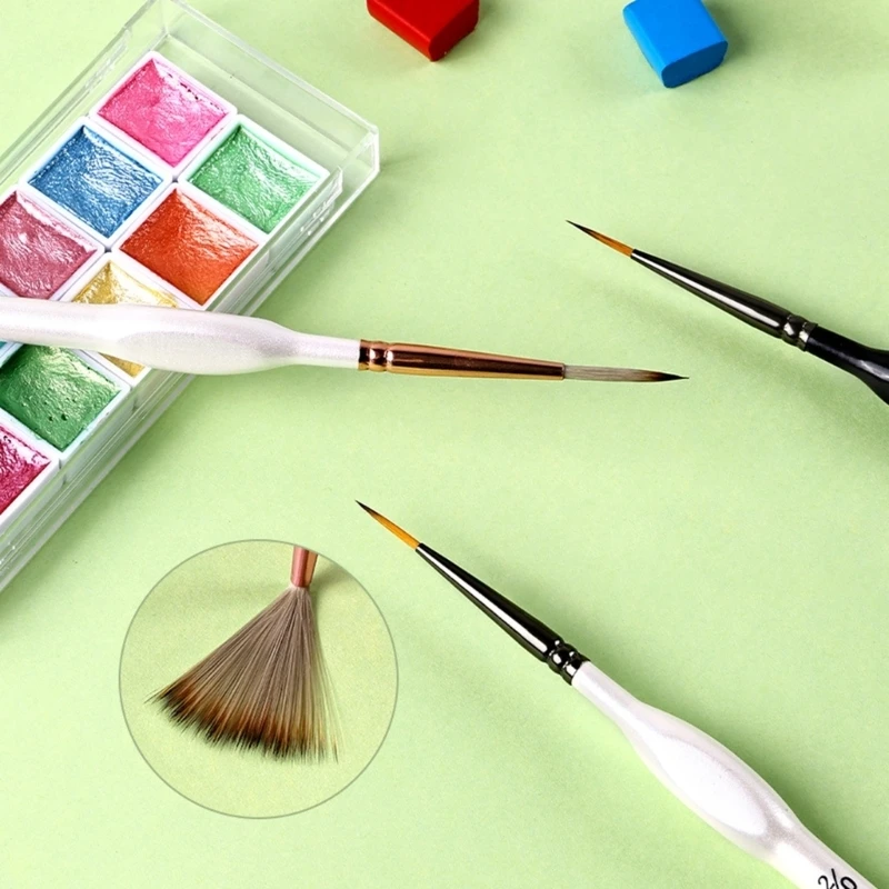 Pack of 5 Art Liner Painting Brushes Plastic Body Nylon Tips For Precisions Drawing Ceramics Art Assorted Colors