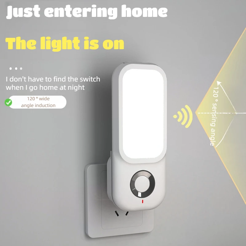 3 Modes Plug-In Wireless Charging Night Light, Human Motion Sensor Detachable Flashlight, Long-Lasting Emergency Light for Bedroom/Corridor, Large Capacity USB Rechargeable, Energy Saving
