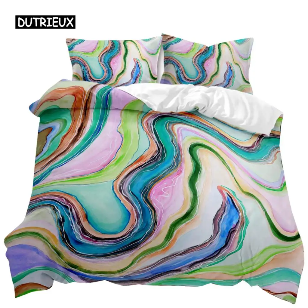 Geometric Pattern Duvet Cover Set Abstract Colorful Geometric Figures Bedding Set Double Queen King Size Polyester Qulit Cover