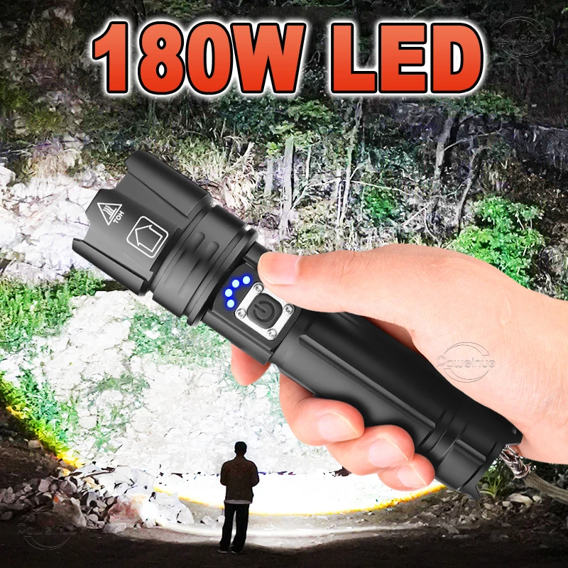 

Long Shot Led Flashlight Usb Rechargeable Torch Zoomable Waterproof Powerful Tactical Flash Light 5modes Hand Lamp