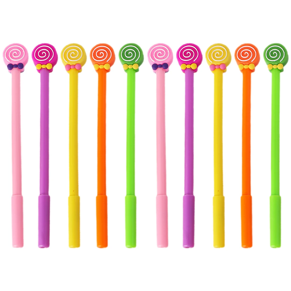 

20Pcs Lollipop Gel Pens Cartoon Writing Pens Black 05mm Student School Office Smooth Sign Pens Prize Gifts