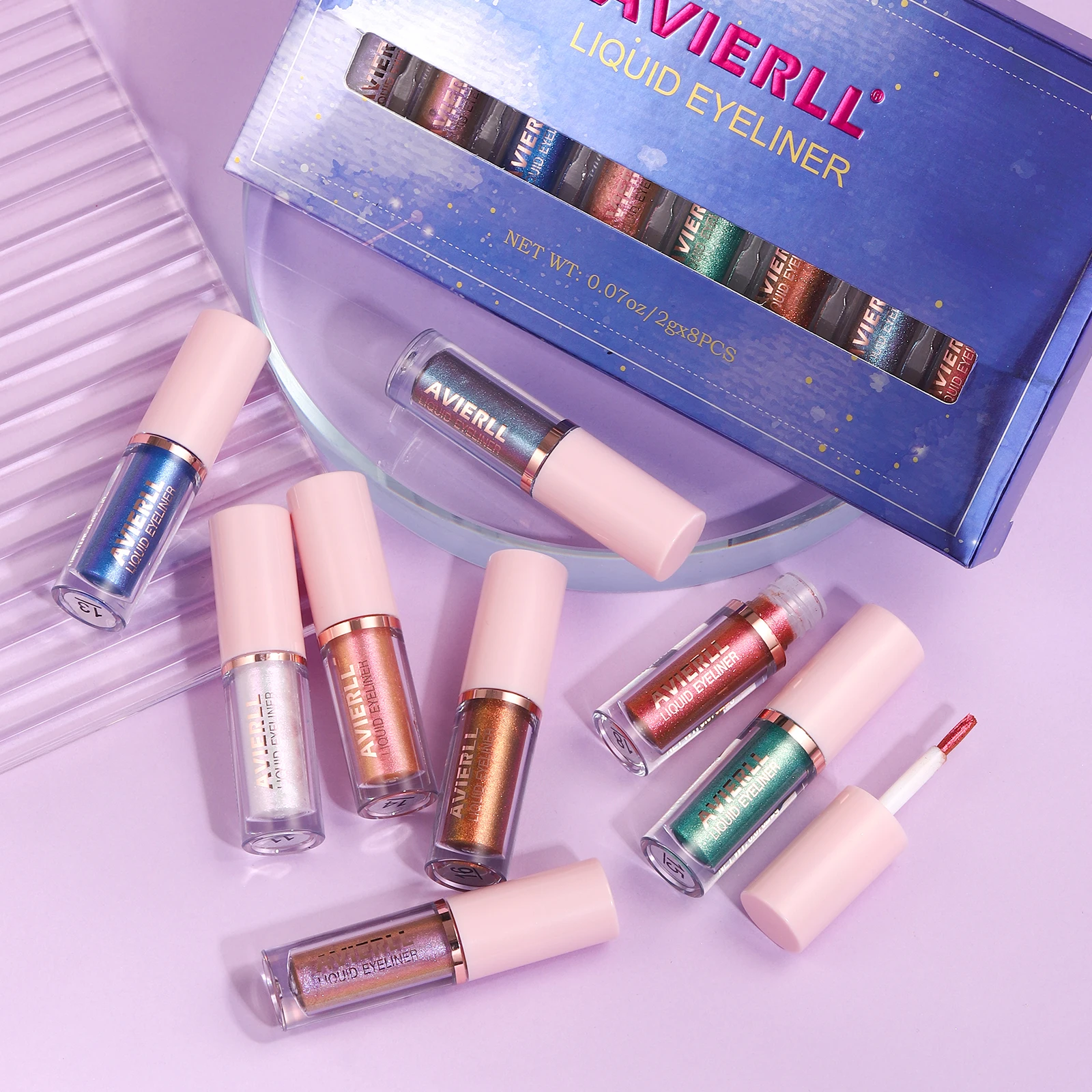 Chameleon Eyeliner Set, 8 Colors, Long-lasting Waterproof Glitter Liquid Eyeshadow, No Smudging, Fast-drying, Eye Makeup Gift