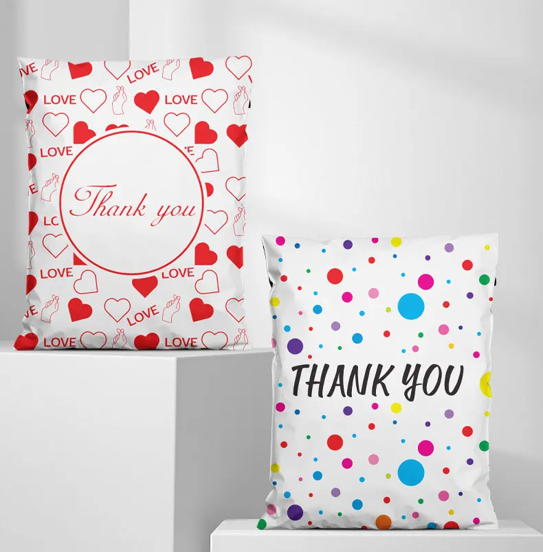 INPLUSTOP THANK YOU Printing Courier Parcel 50Pcs/lot Colorful Dot Clothes Logistics Packaging Pouch Self Seal Poly Envelope Bag