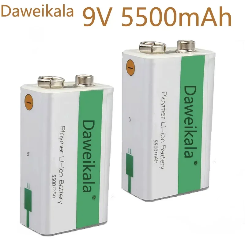 Large Capacity 9V 5500mAh USB Rechargeable Li-ion Battery with Charging Cable for Camera & Electronic Equipment