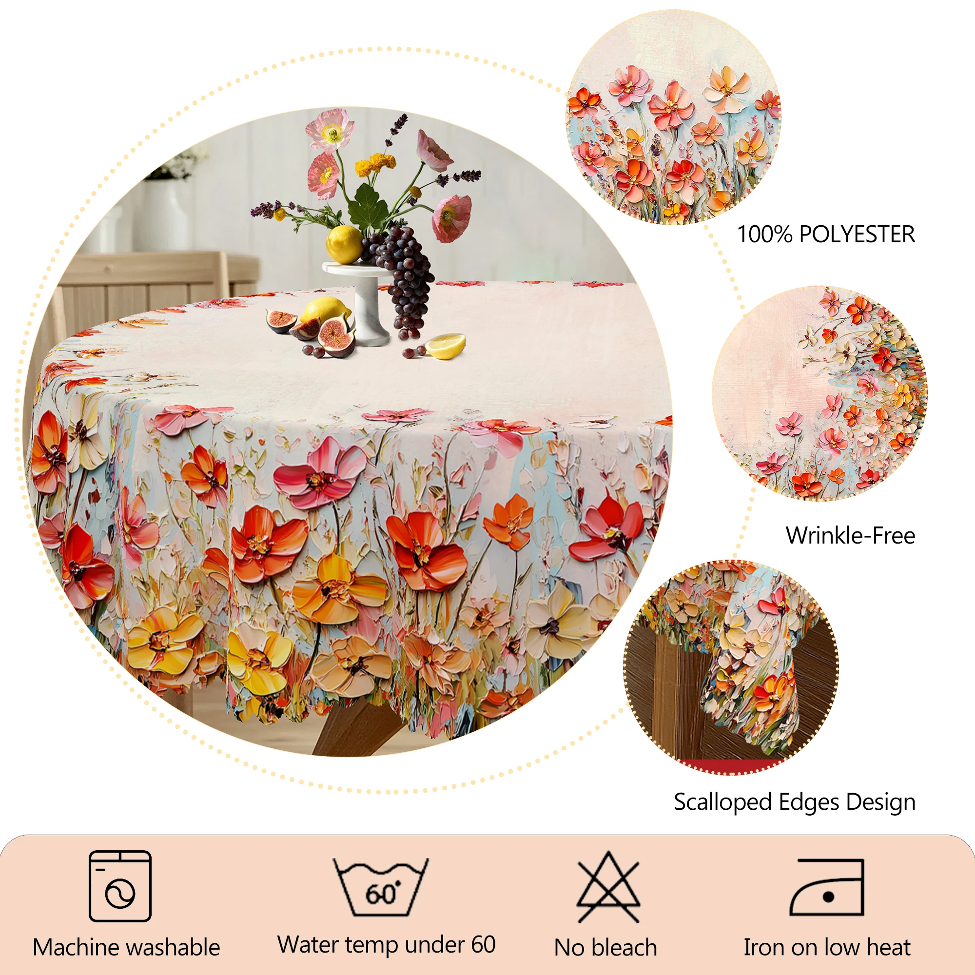 Wildflower Oil Painting Tablecloth 6