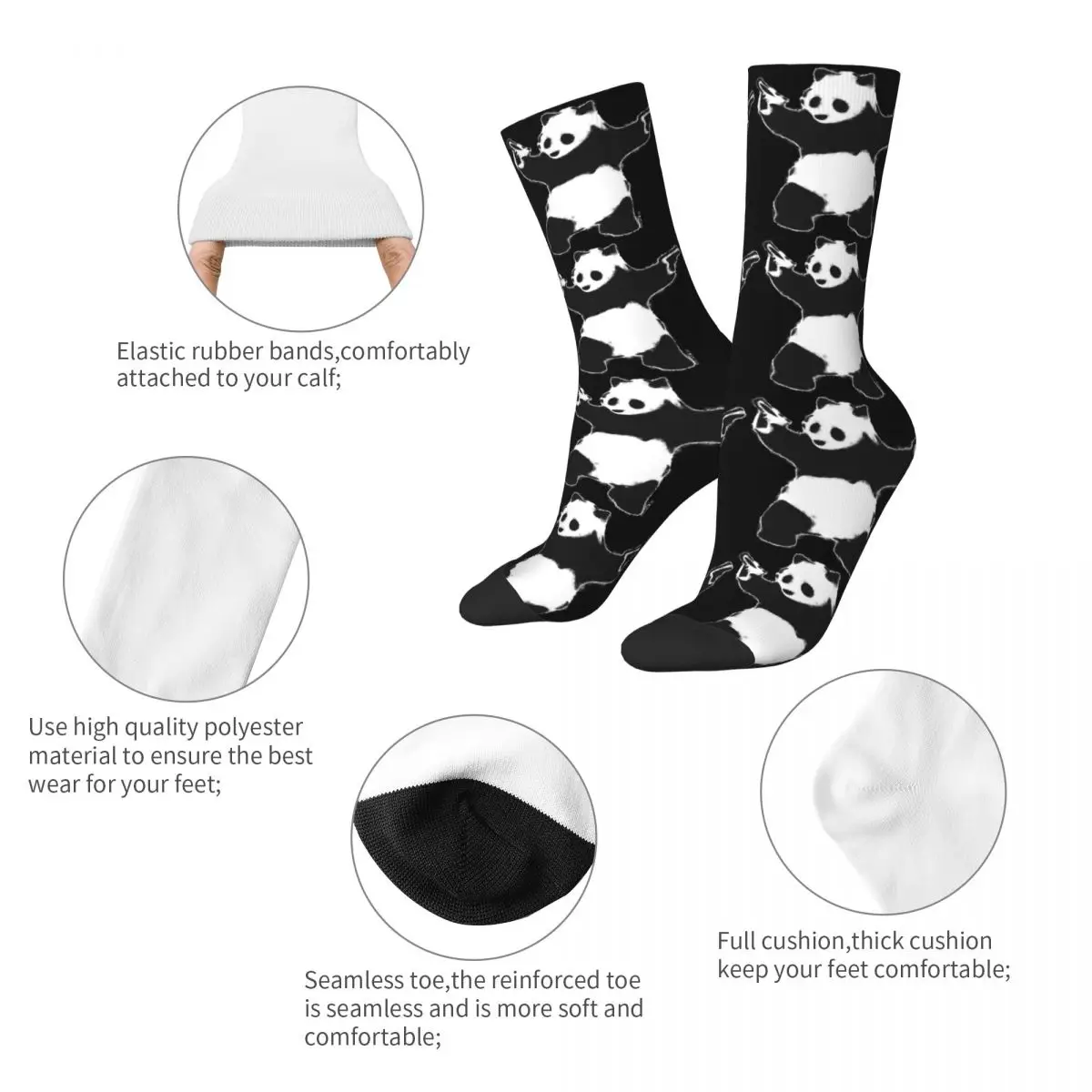 Funny Unisex Banksy Panda With Guns Theme Socks Vintage Stuff Skateboard Socks Super Soft Birthday Present