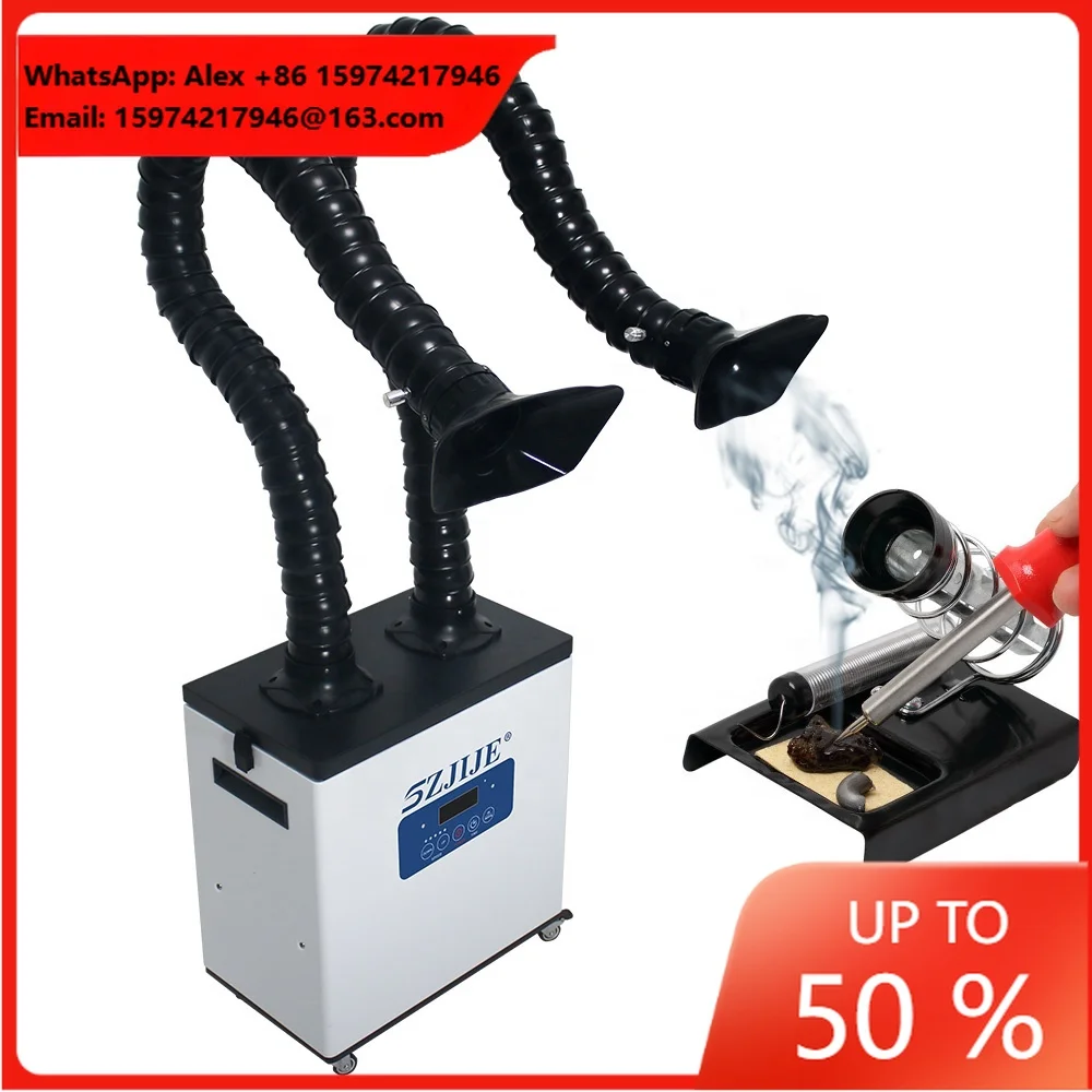 SZJIJE 200W Double Arms Soldering Fume Extractor Polishing Dust Collector For Dental Lab And Jewelry Workshops