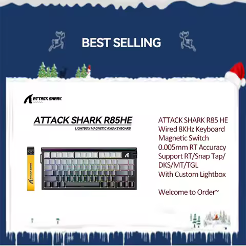 ATTACK SHARK R85 HE Wired 8KHz Keyboard With Custom Lightbox,Magnetic Switch,0.005mm RT Accuracy,Support RT/Snap Tap/DKS/MT/TGL