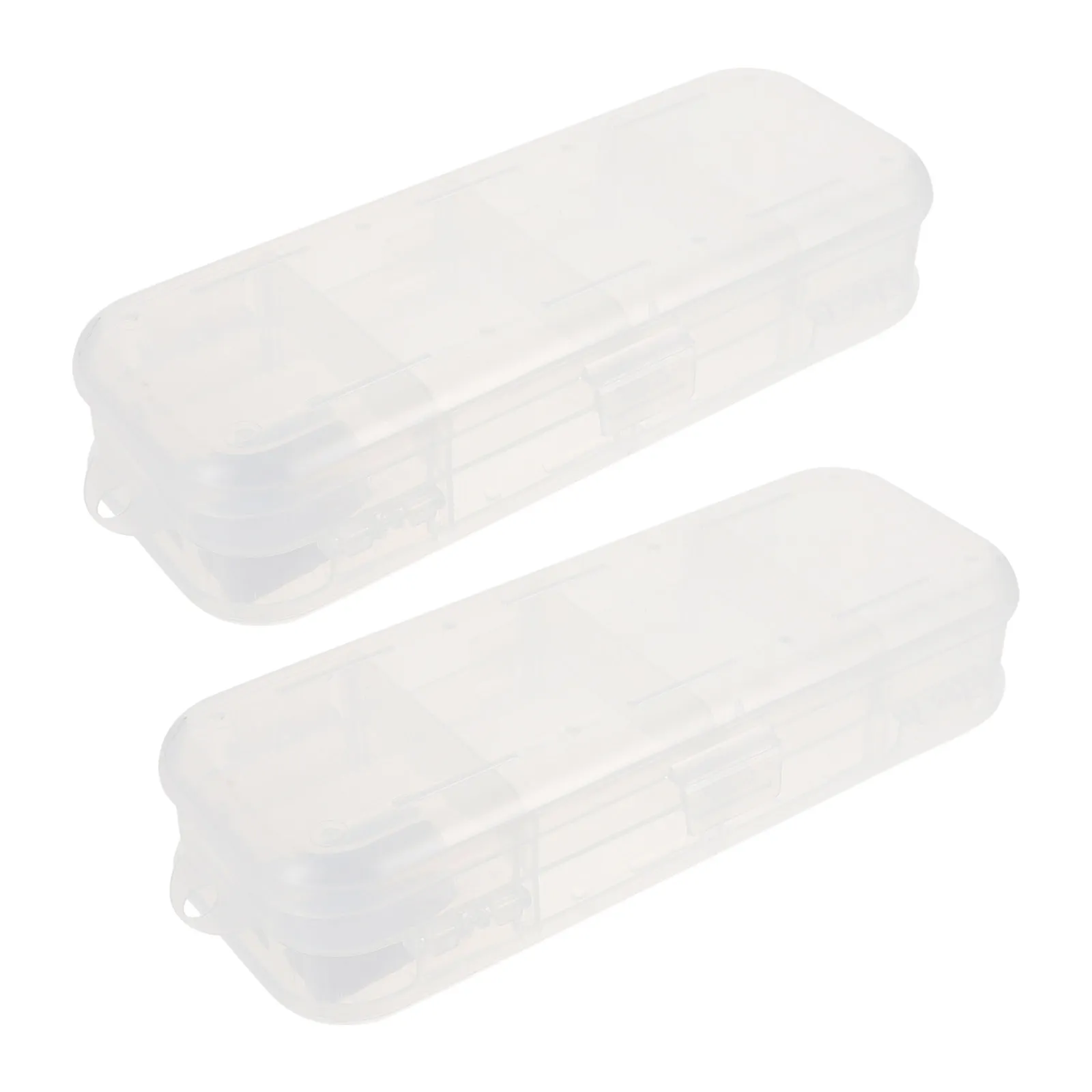 

2Pcs Premium PP Transparent Pencil Storage Box Double Layer Organized Stationery Case for School Office Erasers Pens Keys Easy