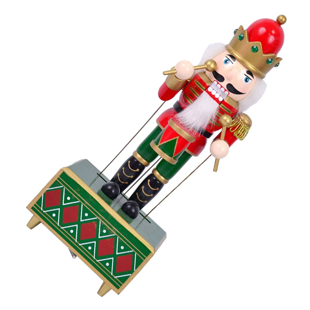

Nutcracker Music Box Wooden Christmas Decoration Large Festive Drum Player Wind Up Mechanism Holiday Table Centerpiece Xmas