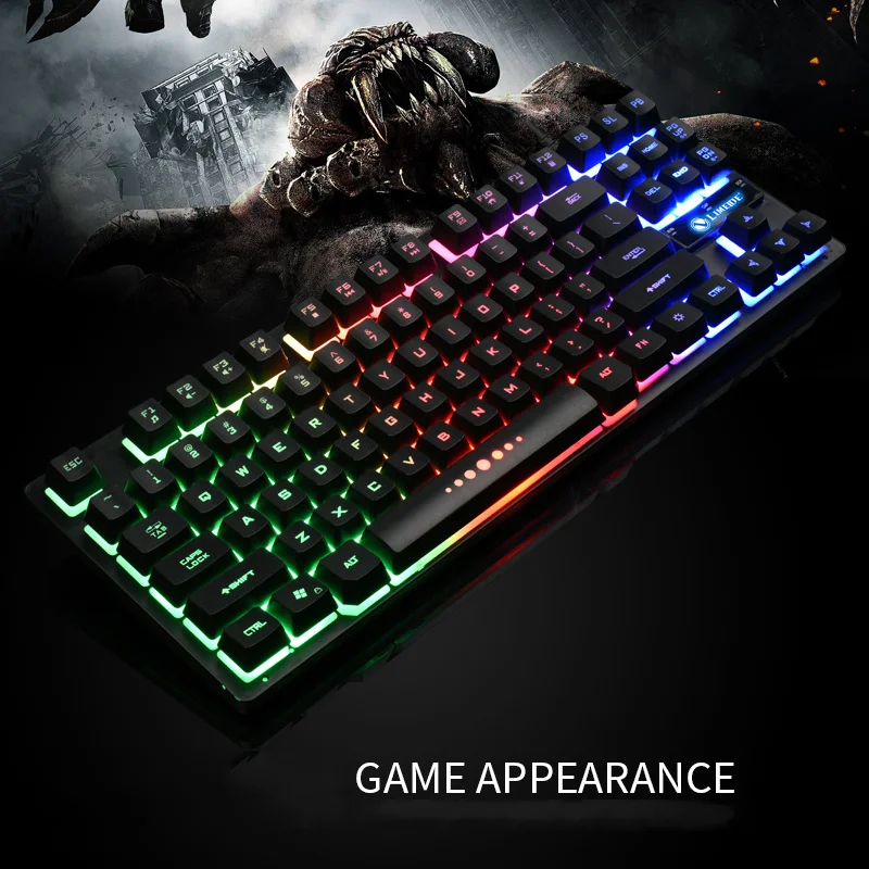 K87 Mechanical Gamer Keyboard 87 Keys USB Wired Gaming PC Keyboard RGB LED Seven-color Backlight For Mac OS 10.2 Win XP/ 7/8/10
