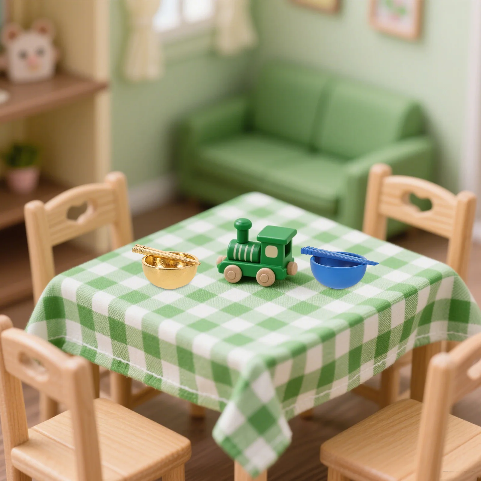 

Miniature Kitchenware Set for Dollhouse Tiny Ceramic Dishes Plates Cups Silverware Dining Accessories Home Decor