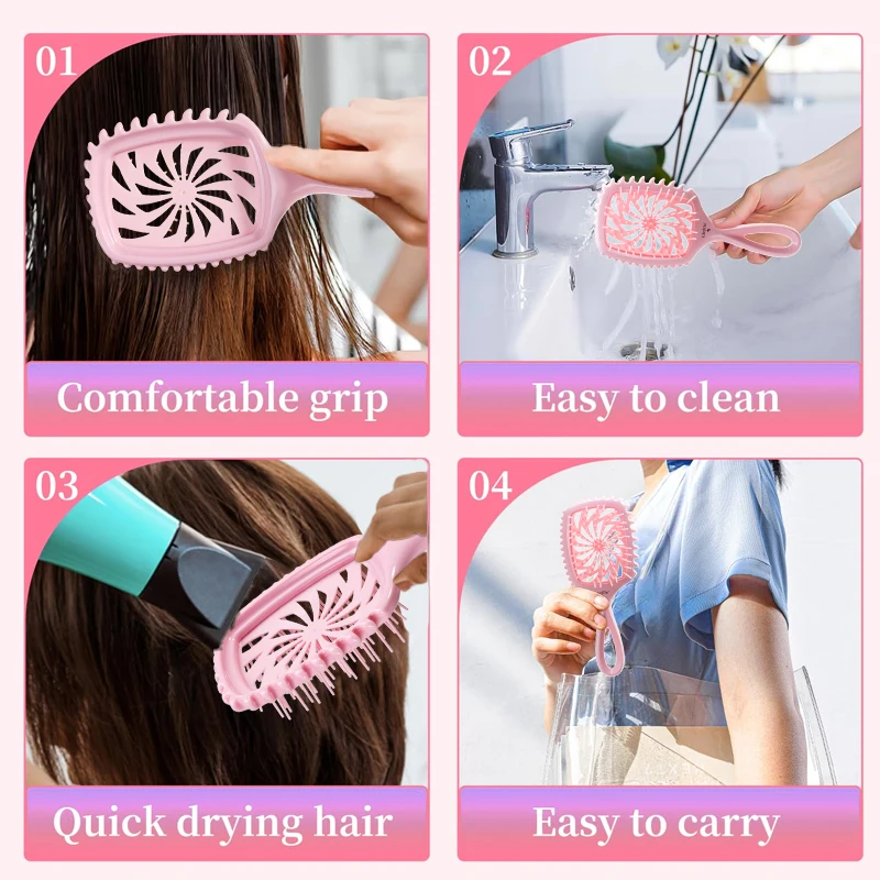 WANMEI Detangling Hair Brush- Effortless Tangle Free-Ideal for Natural Curly Straight Wet Dry，Salon Curl Defining Brush image 3