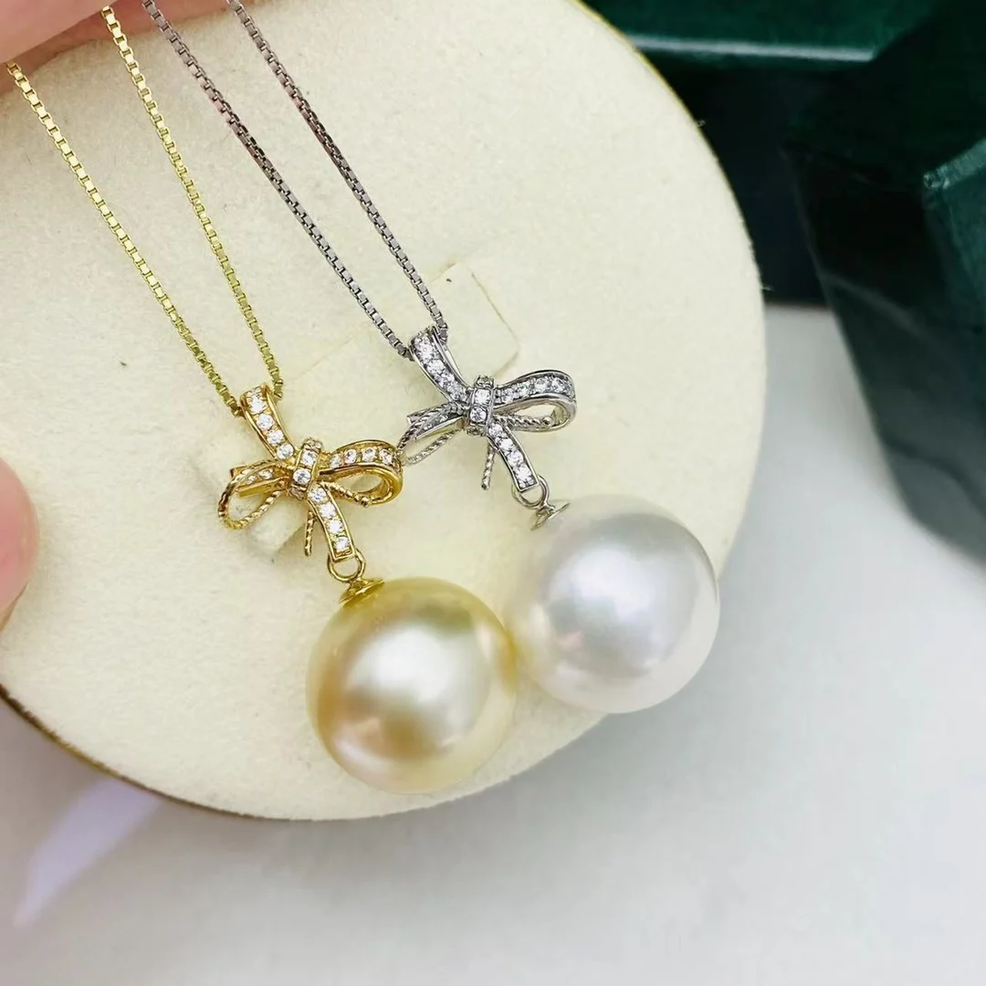 

JY2023 DIY 18K 13mm Pearls Pendants Bases Pedestals Necklaces for Women Not Include Pearls JCY