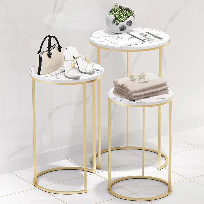 custom，Metal Shoes& Handbag Display Table Table Fashionable Garment Shop Furniture Retail Gold Nesting Table