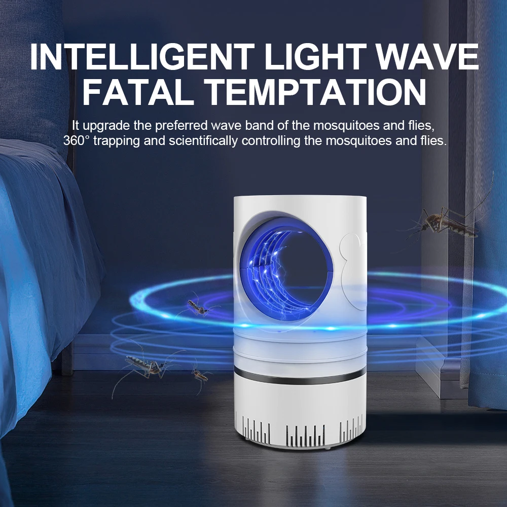 Close-up of UV LED light and electric grid insect killer trap