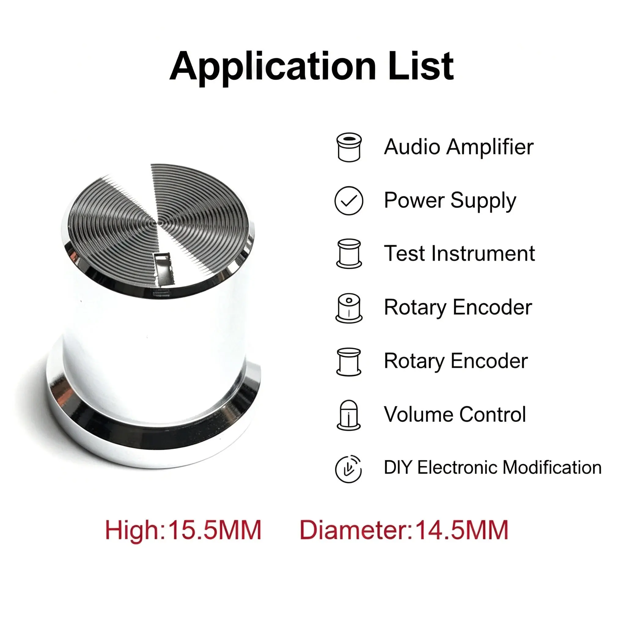 10Pcs Aluminum Rotary Encoder Knob, 14.5mm Diameter 15.5mm Height Volume Control Potentiometer Knob for 6mm Shaft
