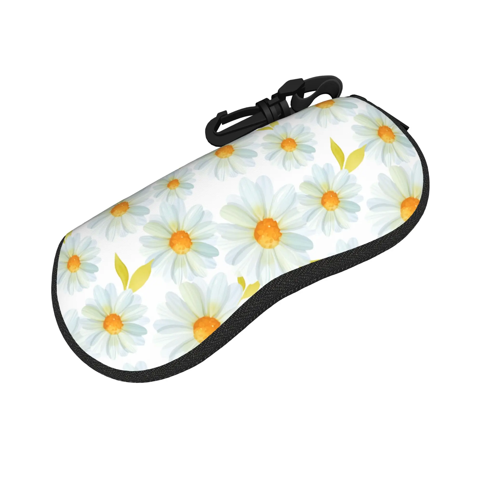 Cute Daisy flower Glasses Case Printing Zipper  Sunglasses Storage Box Anti-Pressure Glasses Box