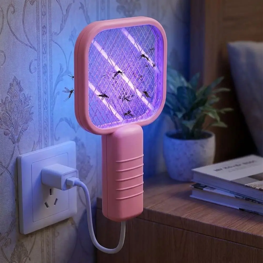 Insect Racket UV Light USB Mosquito Swatter Portable 2 in 1 Mini Mosquito Trap 5 Layer Security Net Mosquito Killer Lamp Picnic