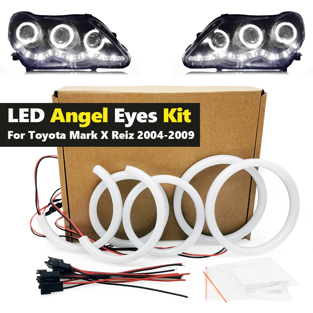 

6Pcs Ultra bright SMD white LED angel eyes halo ring kit daytiem running light DRL For Toyota Mark X Mark-X REIZ 2004-2009