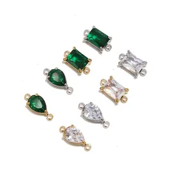 4PCS Stainless Steel Rhinestone Square Drop Link Charm Connectors