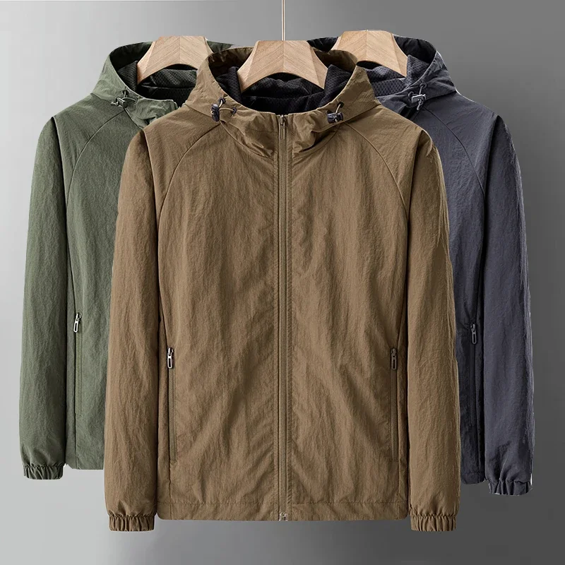 

waterproof and lightweight mountain sports jackets, men's hooded windbreakers, raincoats Men's and women's windproof jackets,