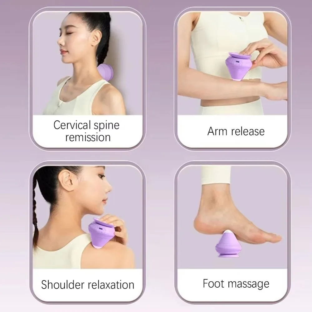 Silicone Vibrating Massage Ball USB Rechargeable Hot Compress Fascia Ball Electric Adsorption Small Muscle Relaxation Massager