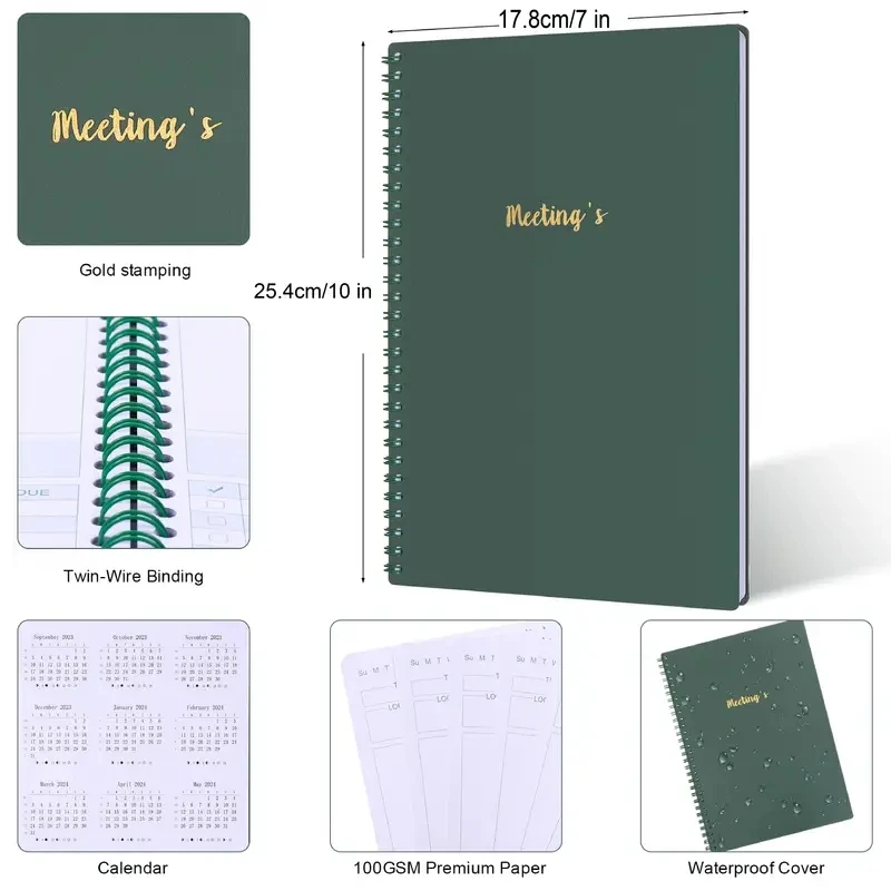 A5 Boost Meeting Organization & Productivity Meeting Notebook For Work Office & Business Supplies Easy Coil NoteBook