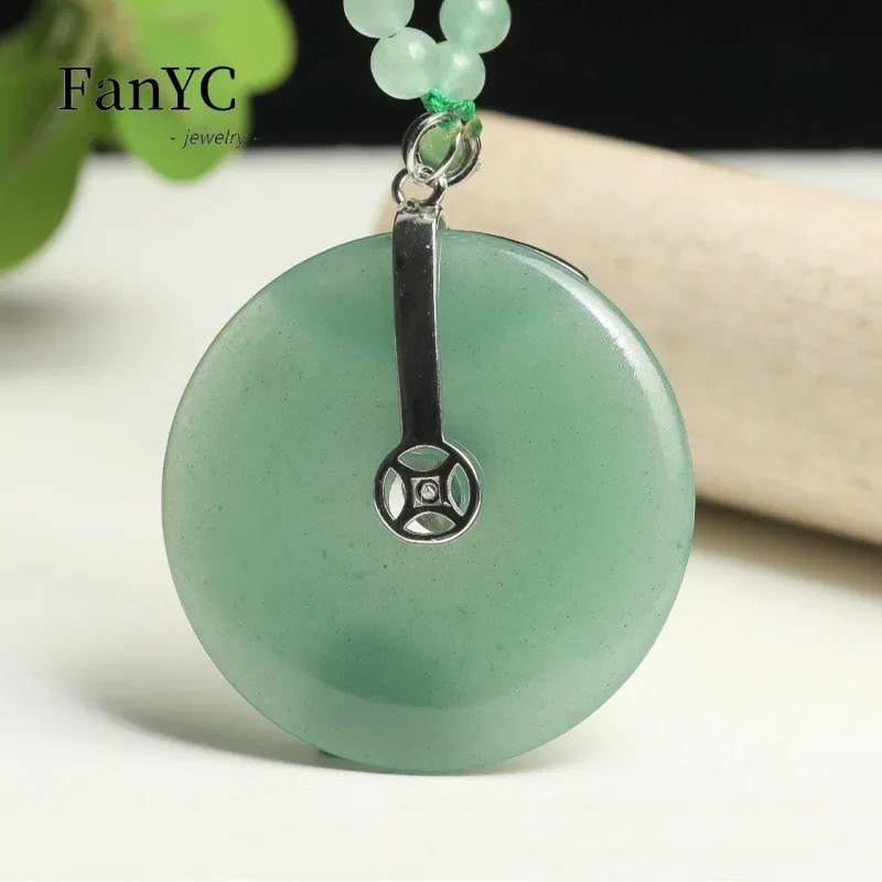 Natural Dongling Jade Pendant New Luxury Inlaid with Cat's Eye Peace Buckle Necklace Sweater Chain Ladies Holiday Gift