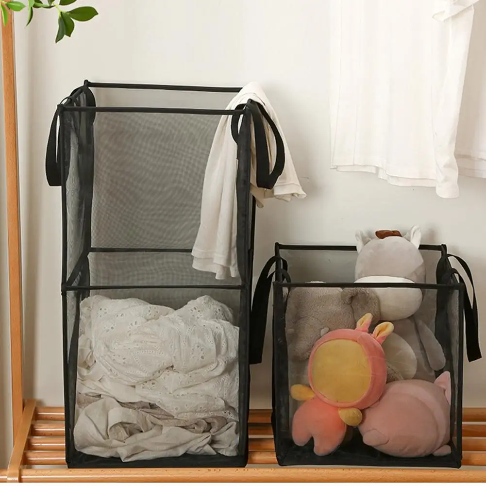 Reusable Dirty Clothes Sundries Toys Storage Bag Transparent Visible Laundry Basket Large Capacity Bathroom Supplies