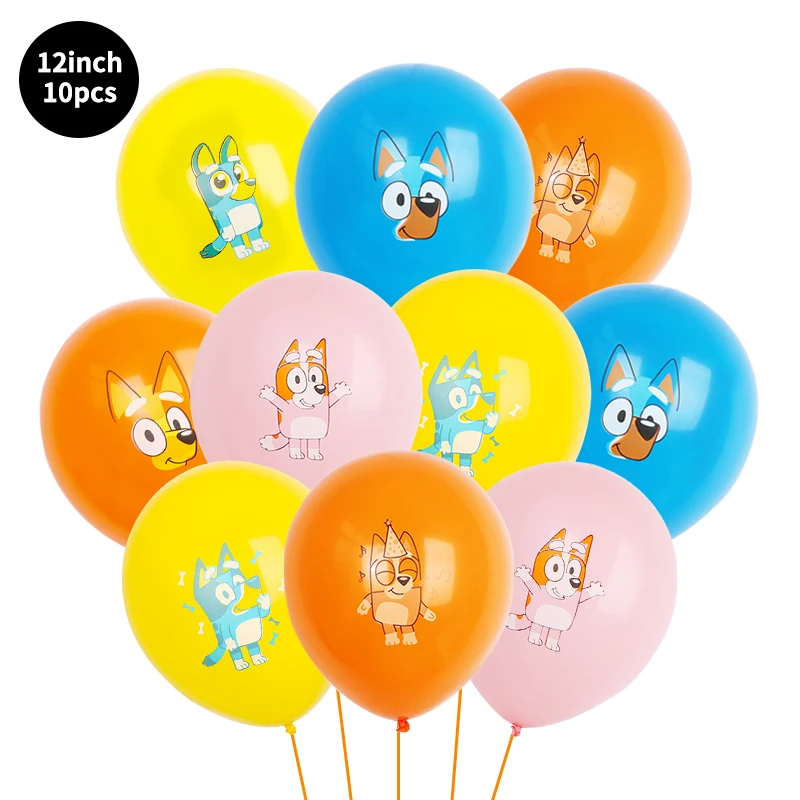 10/30/50PCS Cartoon Bluey Stampa Palloncini in lattice Set 12 pollici Rosa Blu Giallo Palloncino Bambini Festa di compleanno Bomboniere Baby Shower