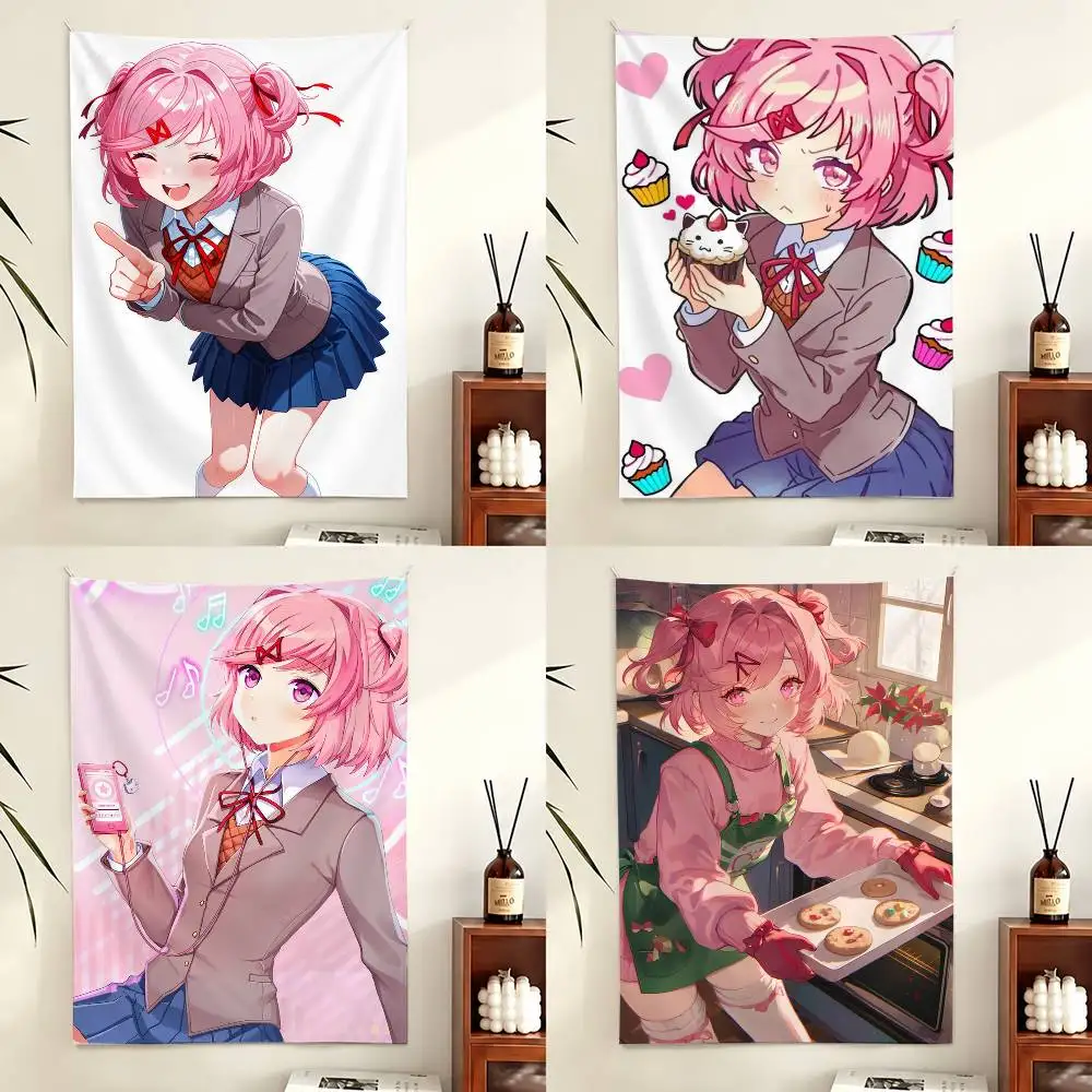 

DDLC N-Natsuki Brooches Flag Digital Printing Banner for Garage Wall Out Door Decoration