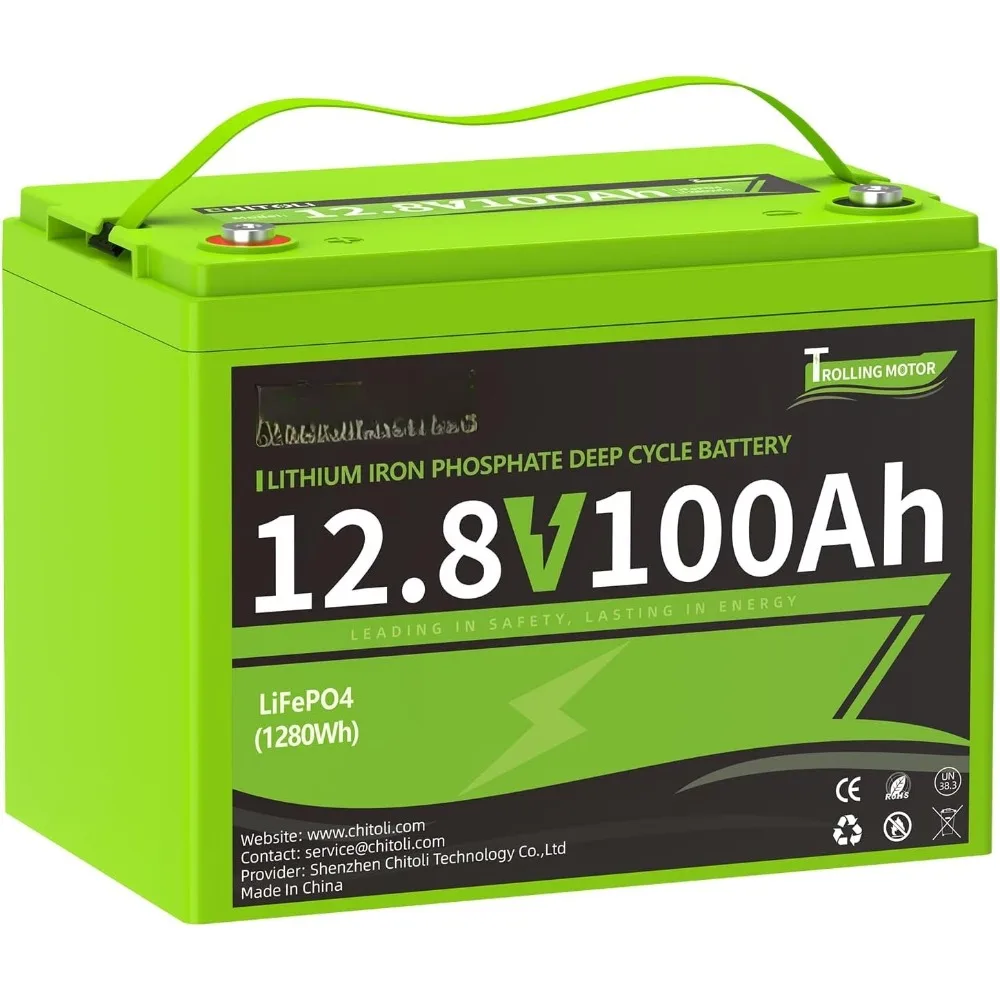 

Аккумулятор LiFePO4 12 В, 100 Ач, встроенный BMS 100 А, глубокий цикл 4000–15000, срок службы 10 лет для автодомов, троллингового двигателя, кемпинга